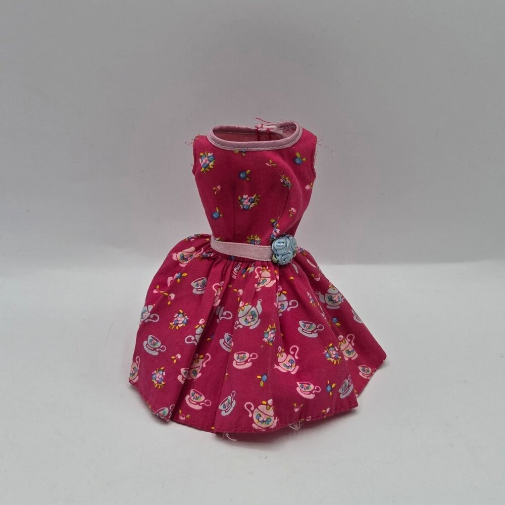 Vintage 1999 Barbie Tea Time Dress With Teapot & Cup Print